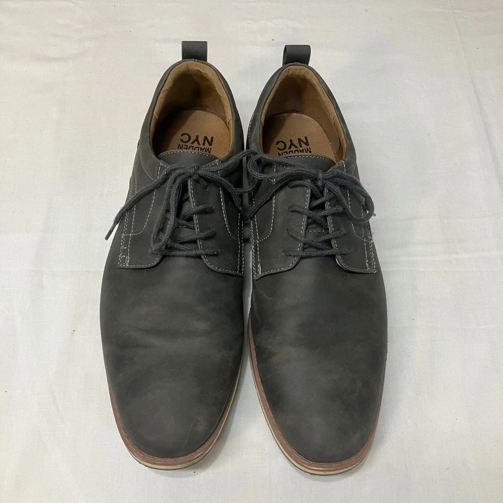 Madden NYC Mens Grey Lace Up Casual Derby Shoes Size 12 Streetwear Smart Casual